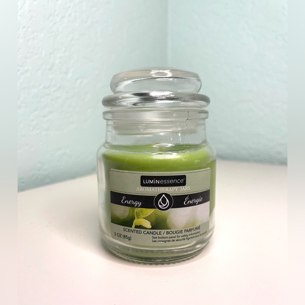 Small Candle 3 oz NEW Energy Luminessence Aromatherapy green